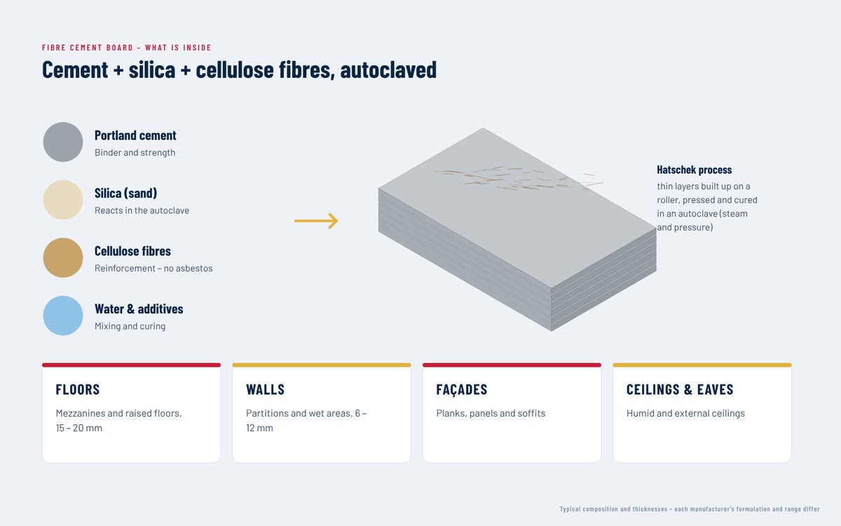 What is inside fibre cement board (illustration)