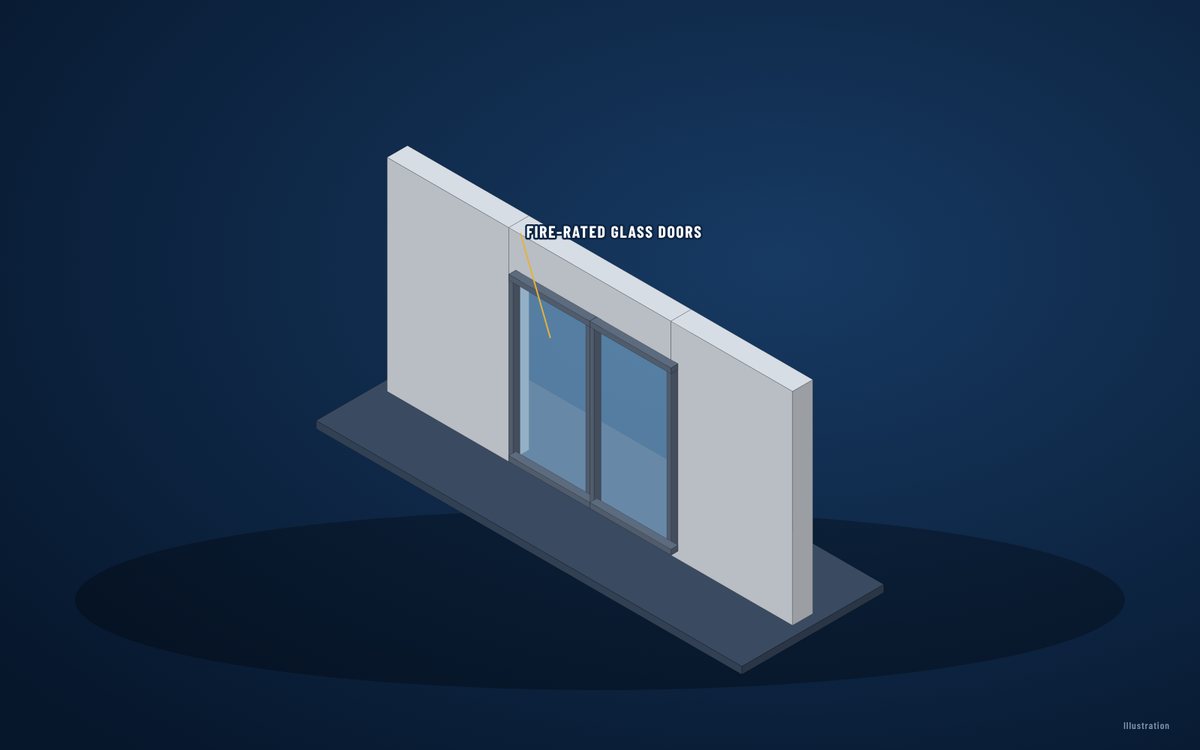 Fire-rated glass doors – illustration
