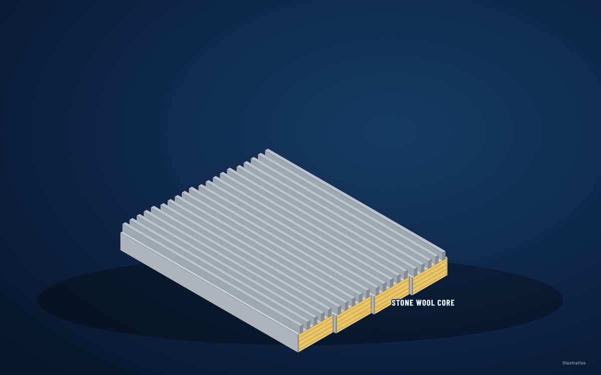 Stone wool sandwich roof panels – illustration