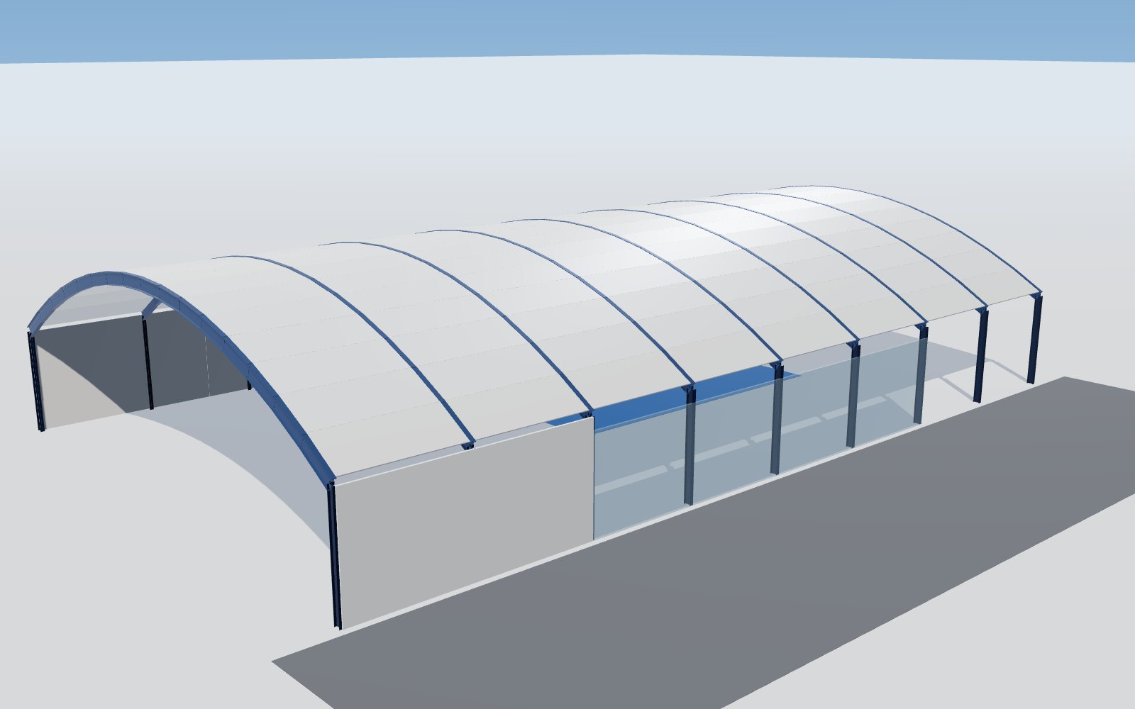 Multi-sport hall with long-span curved steel roof