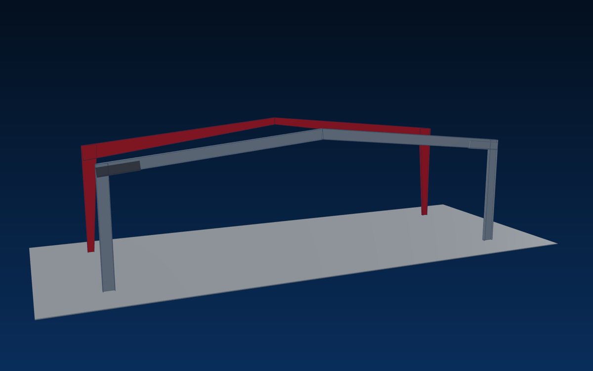 Two portal frame options compared – tapered built-up and prismatic members – illustration