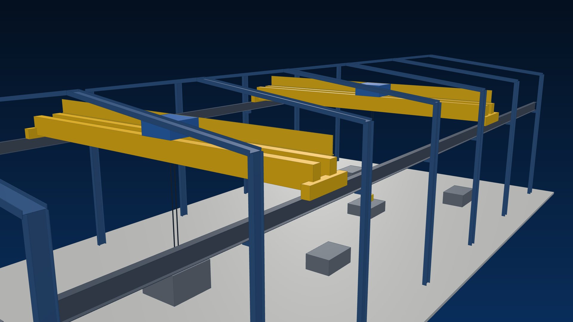 Steel crane building with overhead cranes fabricated by World Steel