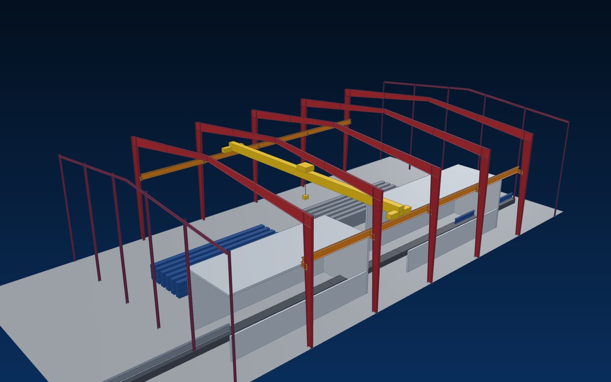 Blasting and painting hall in a structural steel plant – illustration