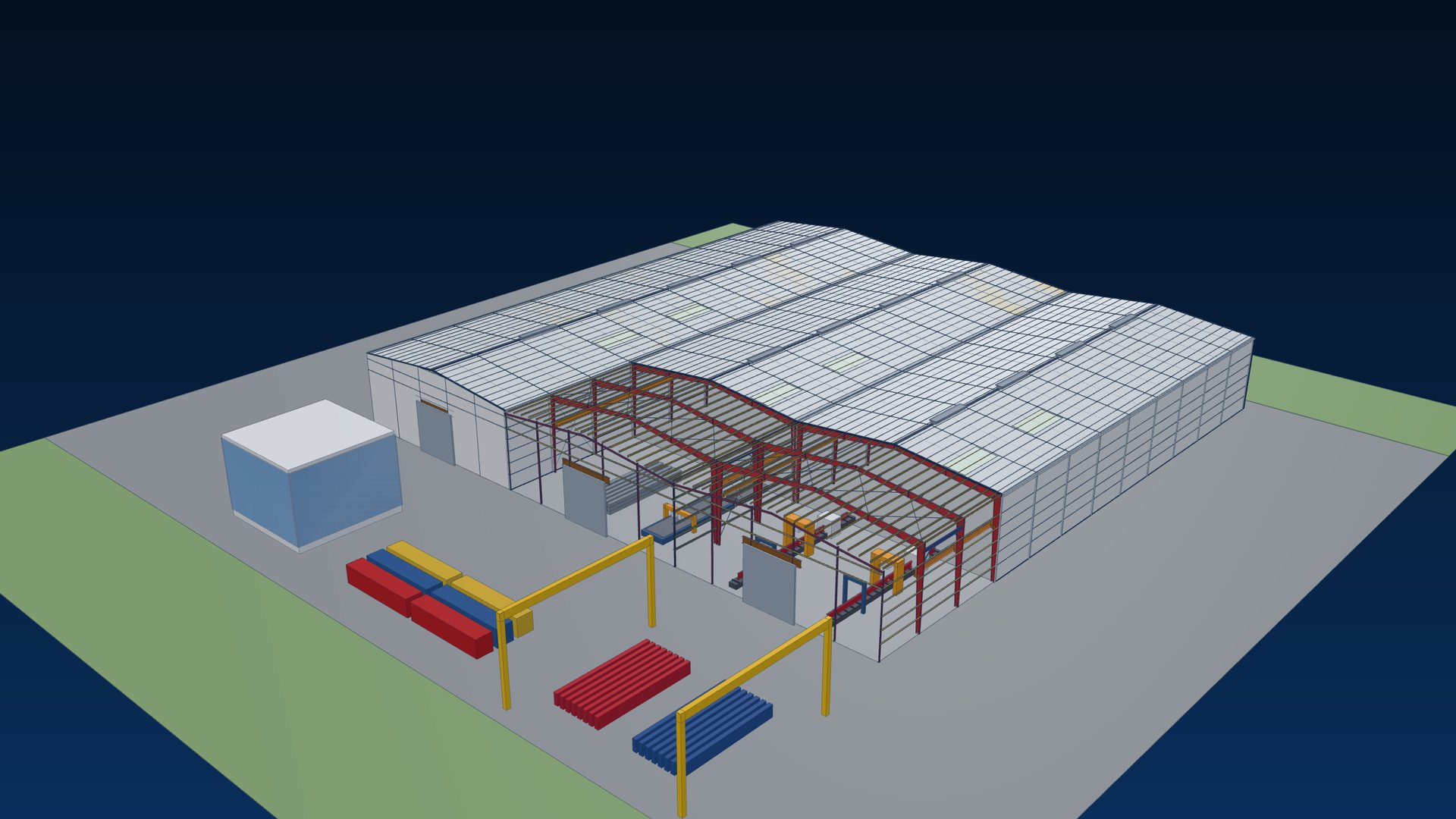 Aerial view of the World Steel structural steel factory