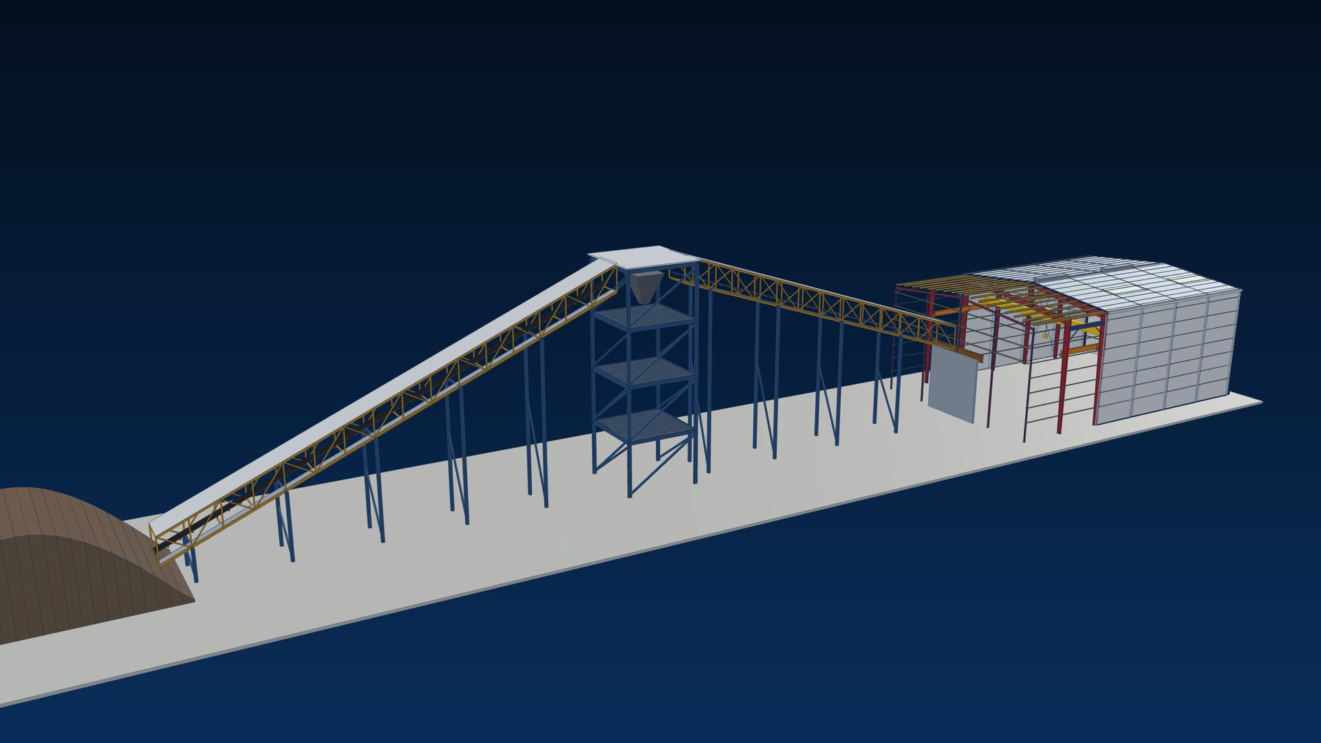 Conveyor gallery and transfer tower for a mining plant
