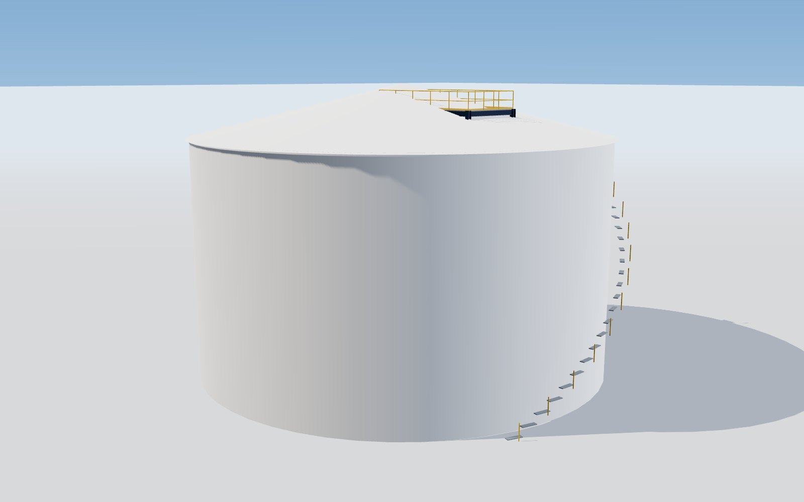 Storage tank with spiral stair and roof platform