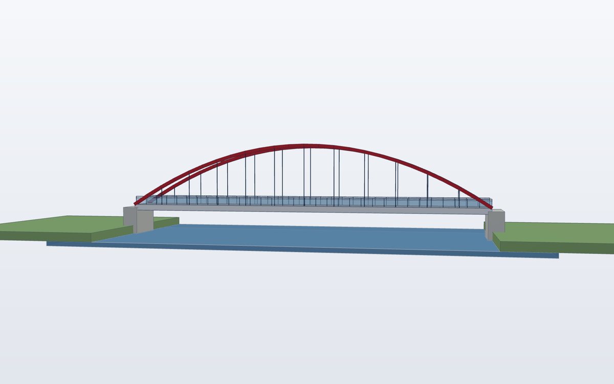 Steel arch pedestrian bridge