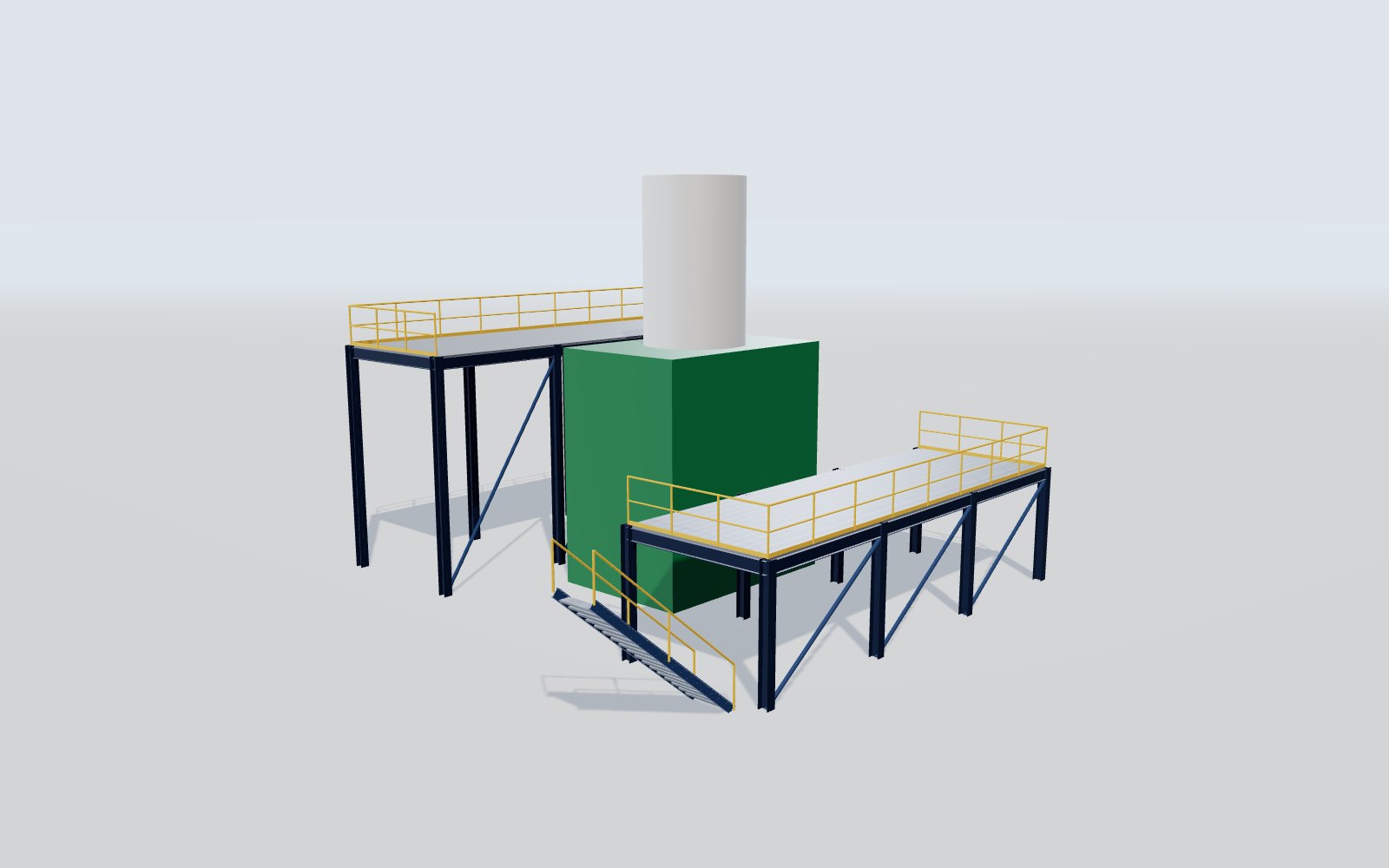Equipment platform around a large machine