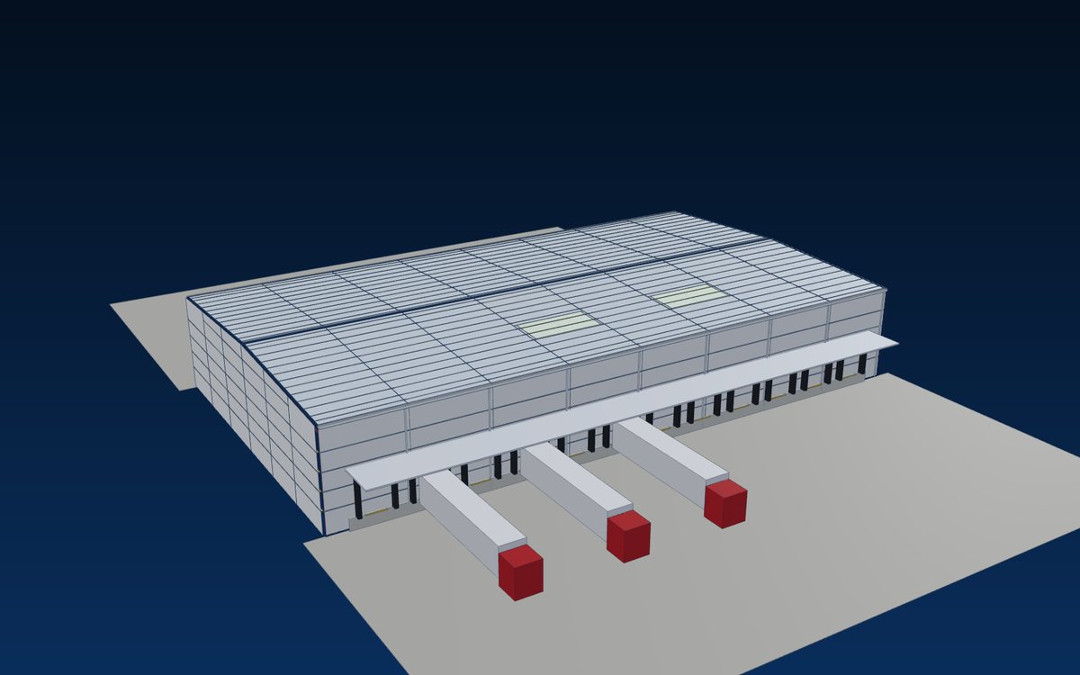 Completed steel warehouse in operation – illustration