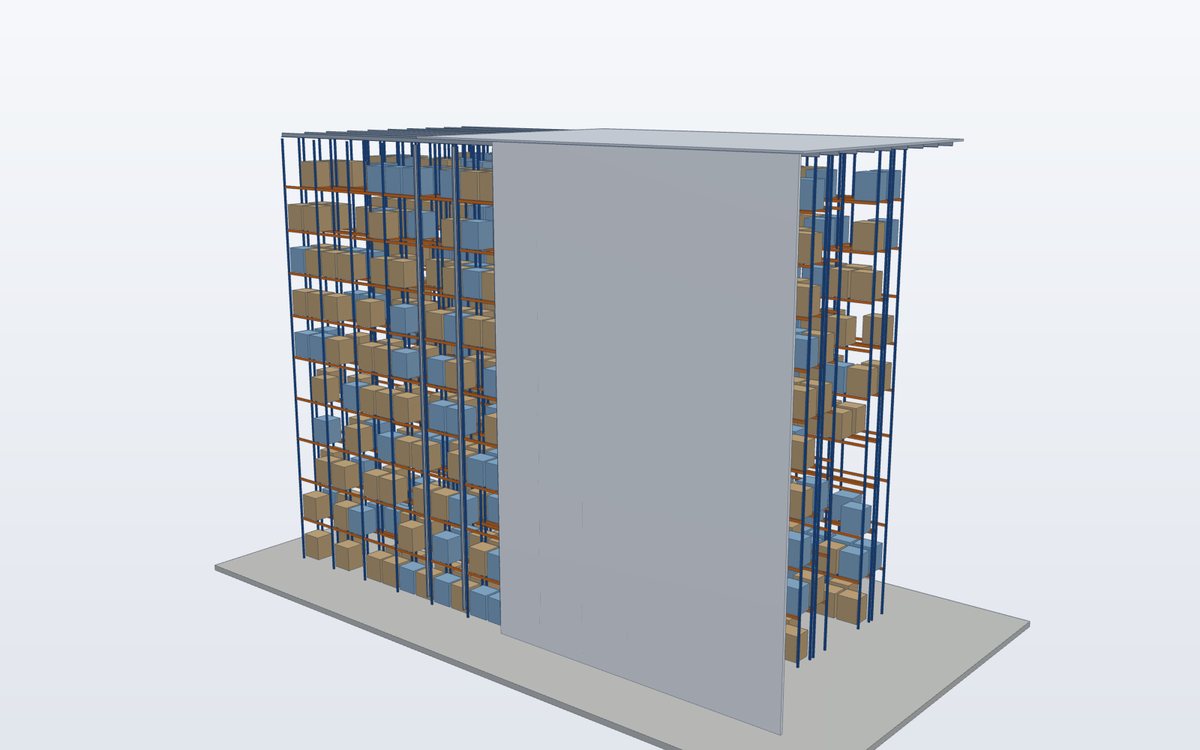 Steel warehouse with pallet racking