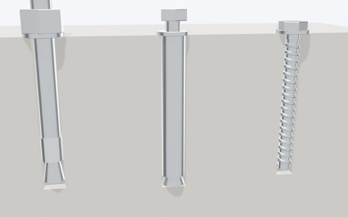 Section through mechanical anchors