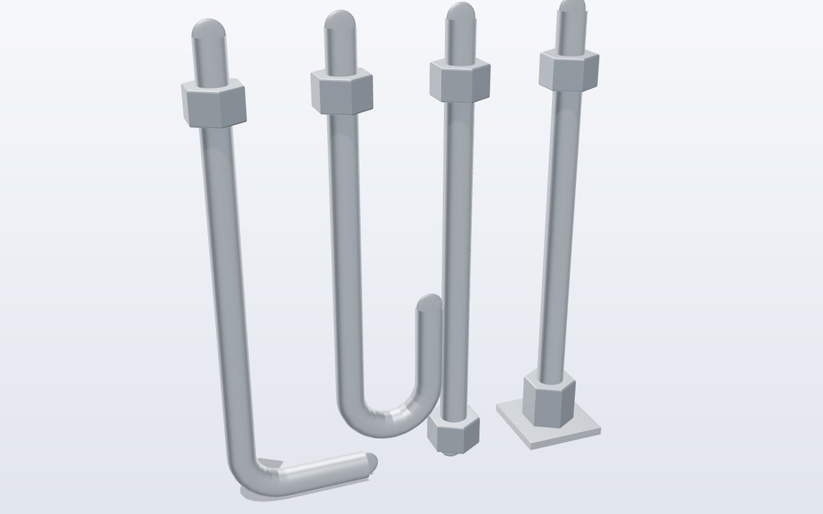 L, J, headed and straight metric anchor bolts