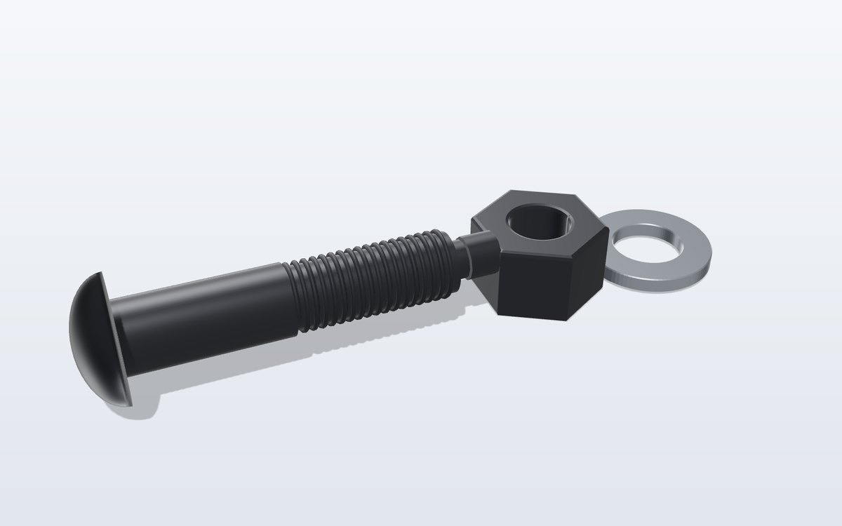 Round head tension control bolt with spline and nut