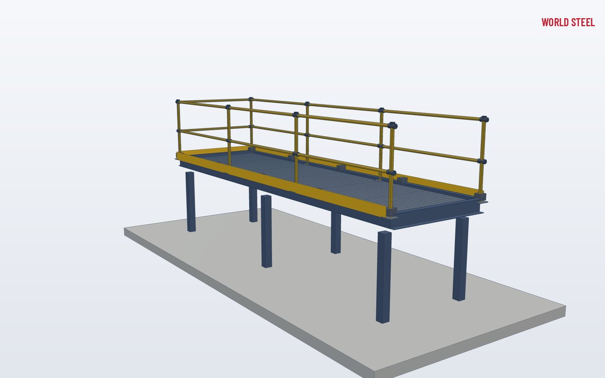 Low-angle view of a yellow toe board running around a platform corner