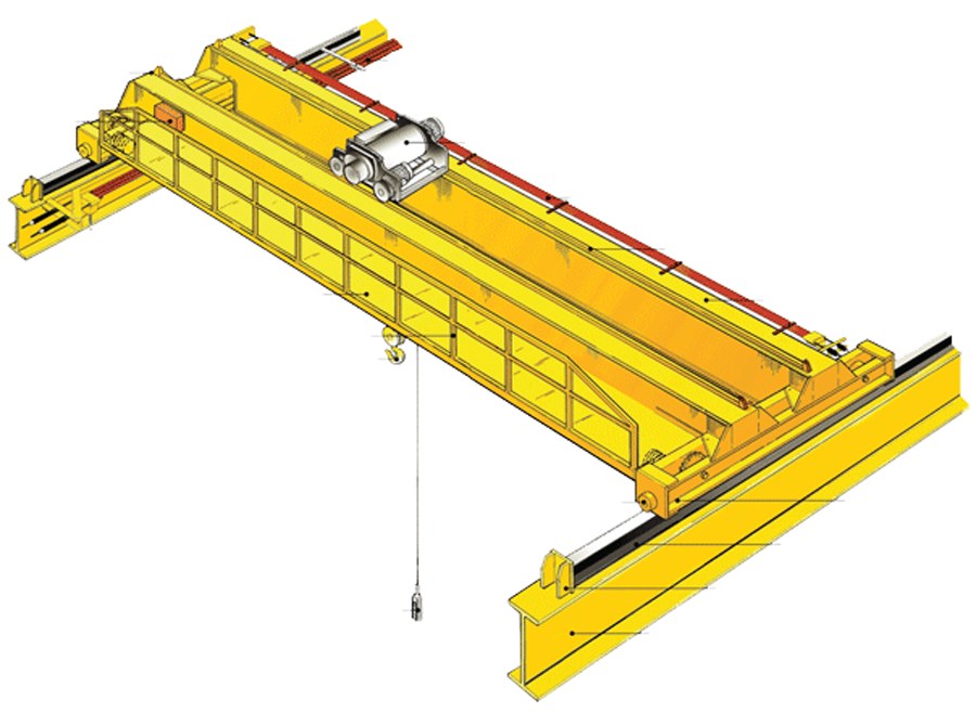 Cutaway drawing of a double girder crane