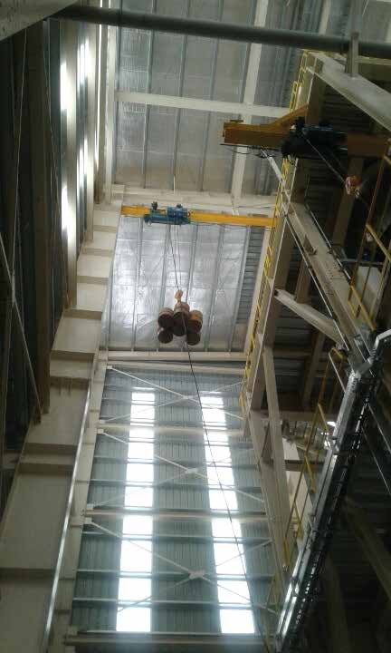 Monorail hoist on an overhead beam in a building