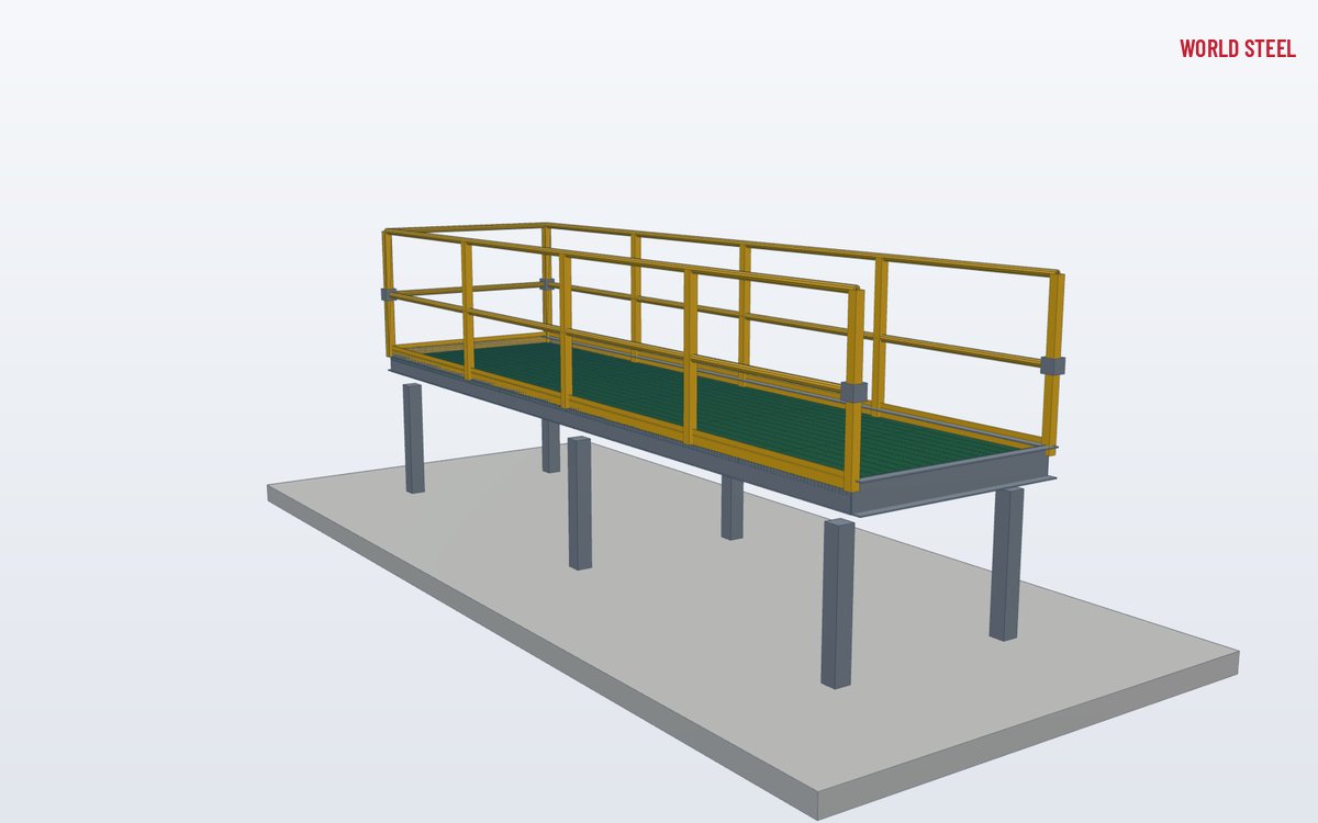 Lower-angle view of FRP handrail along a walkway edge