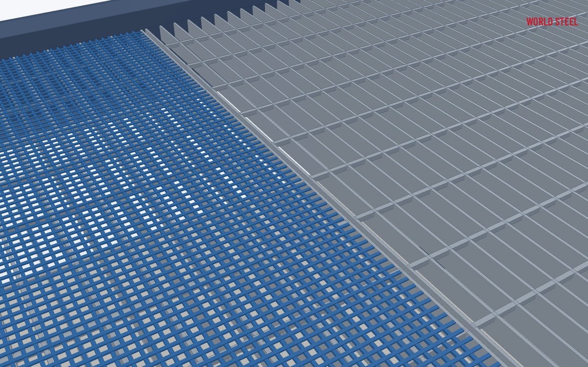 Close-up of the tapered edge and clamp of a grating overlay