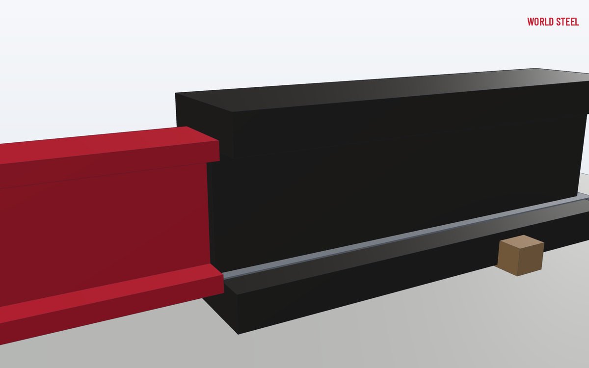 Intumescent coating expanding into a thick insulating char on an I-beam