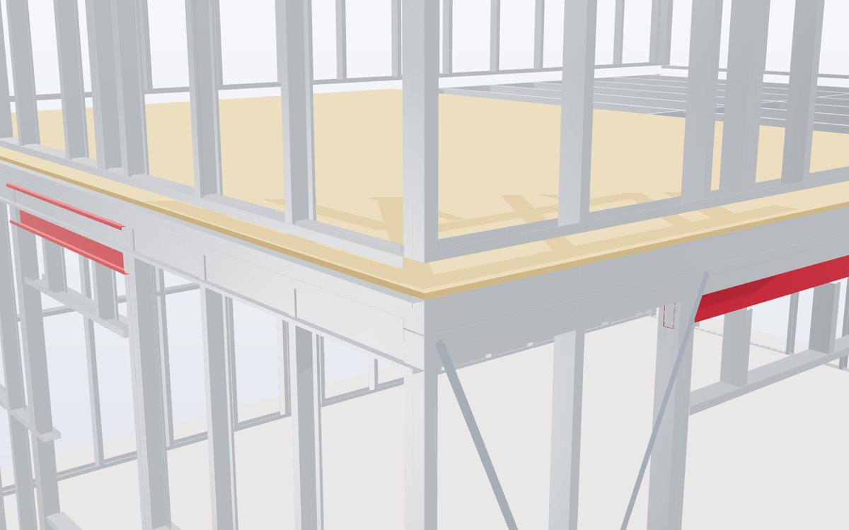 Upper floor and walls of an LGS house