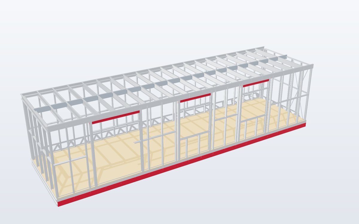Volumetric LGS module frame with floor and openings