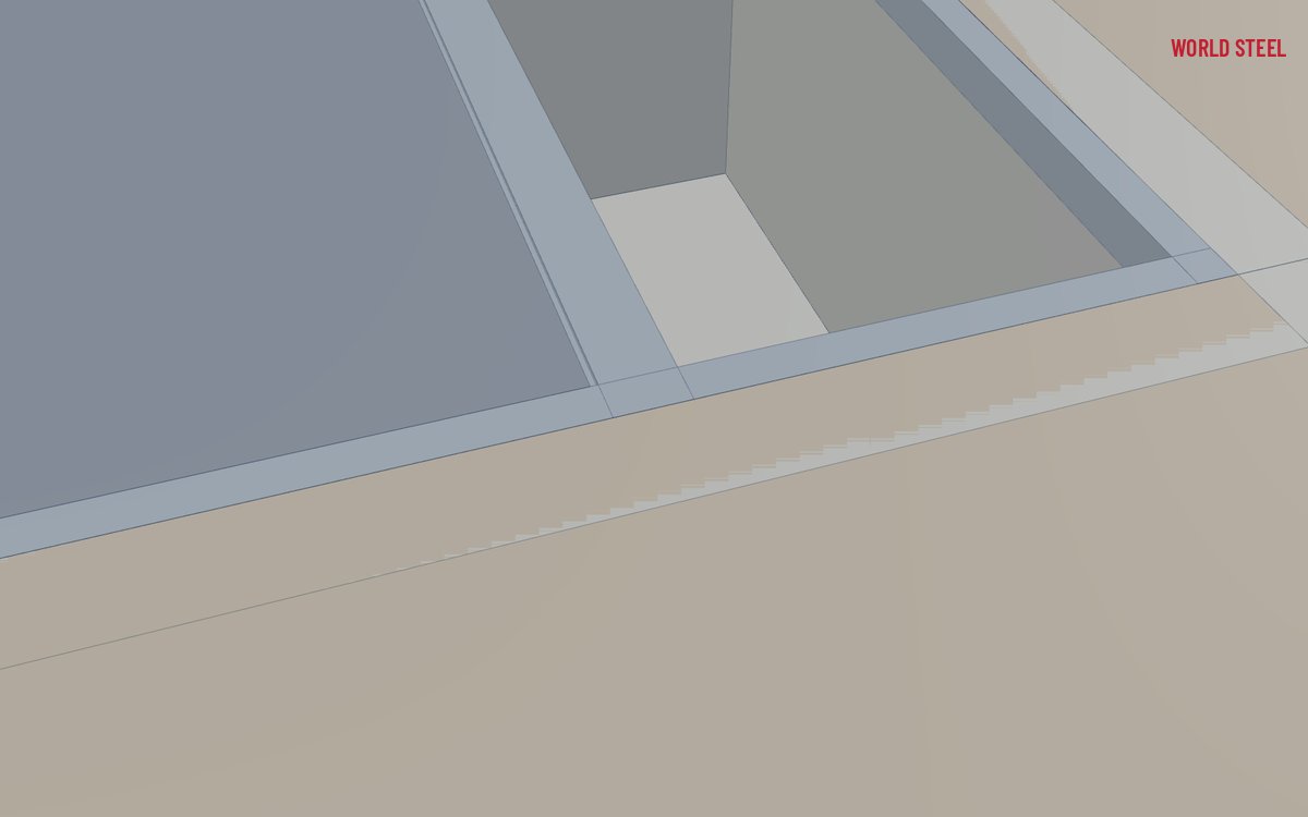 Close-up of a removable support beam seated in a frame pocket with cover segments either side