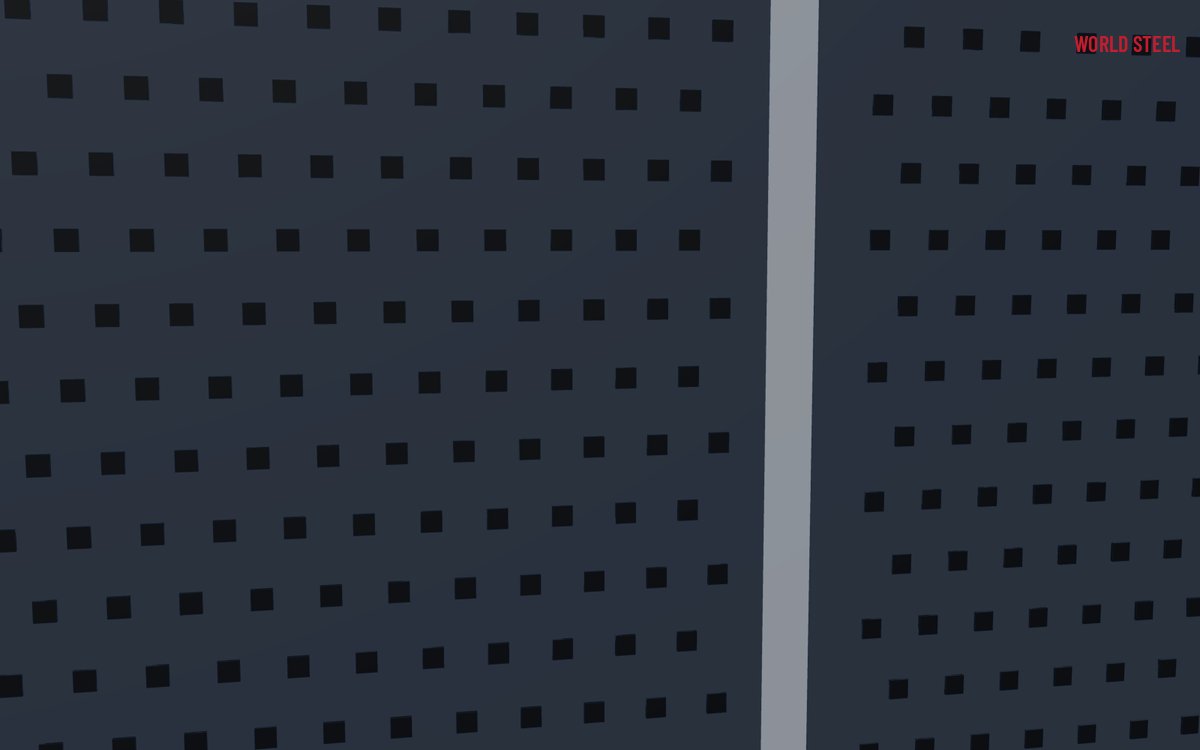 Close-up of a perforated sheet with round holes on a 60 degree staggered pitch and a plain margin