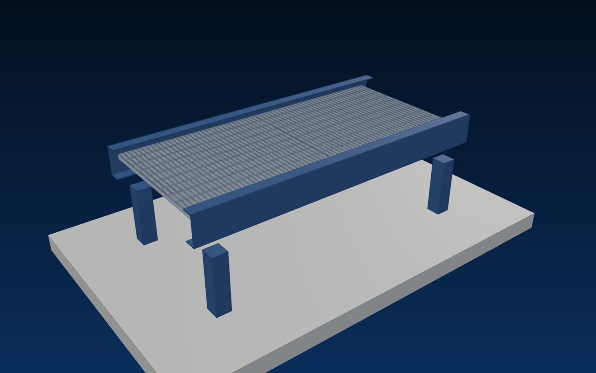 Serrated steel grating panels on a support frame