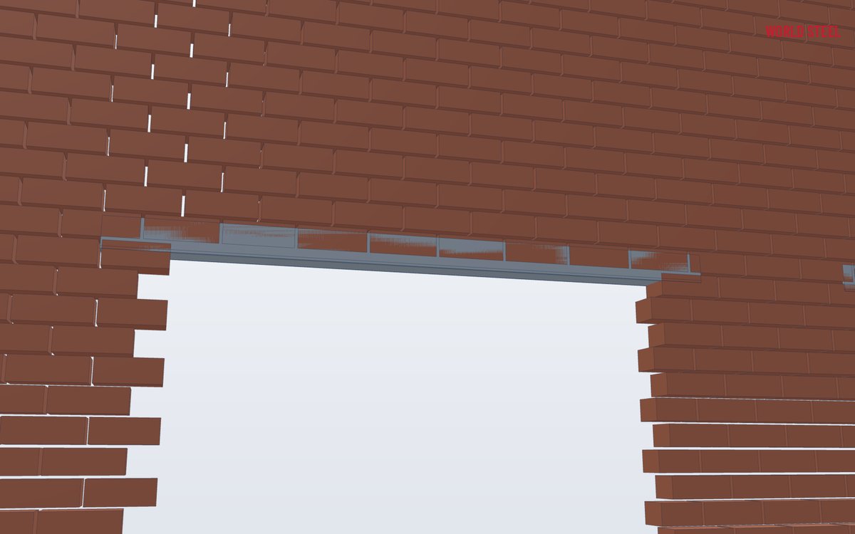 Steel angle lintel bearing on a masonry wall