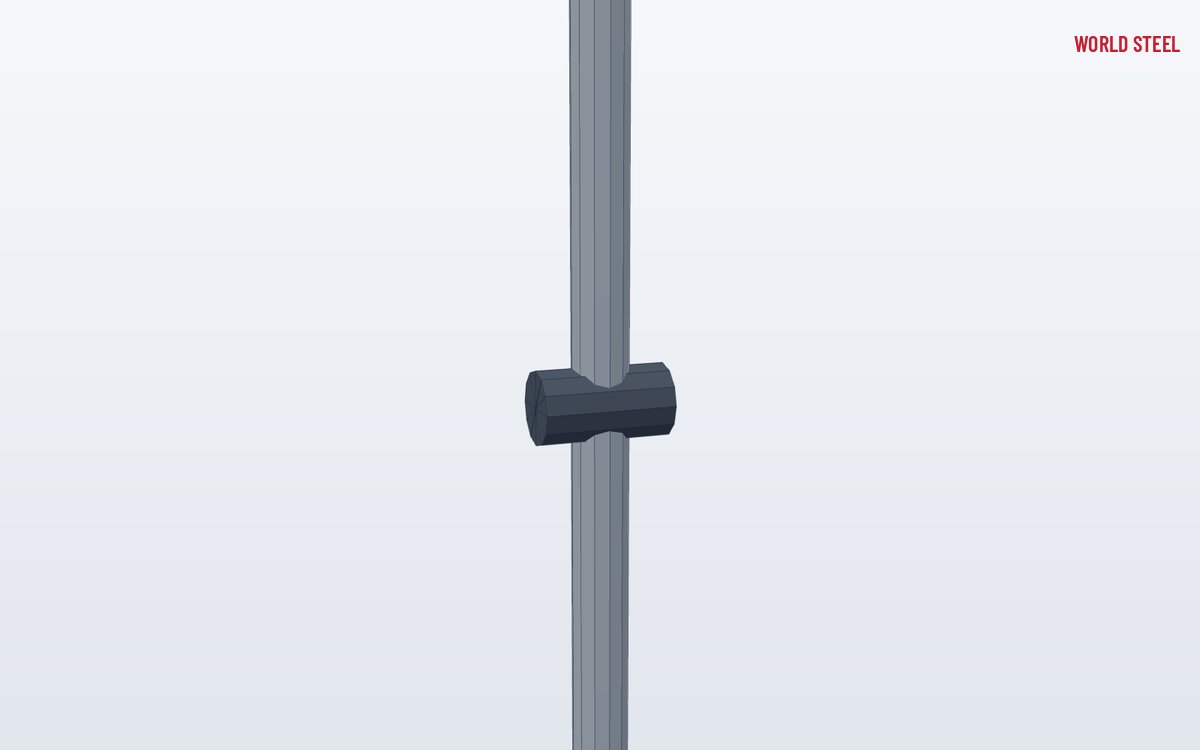 Close-up of a rail fitting on a stanchion