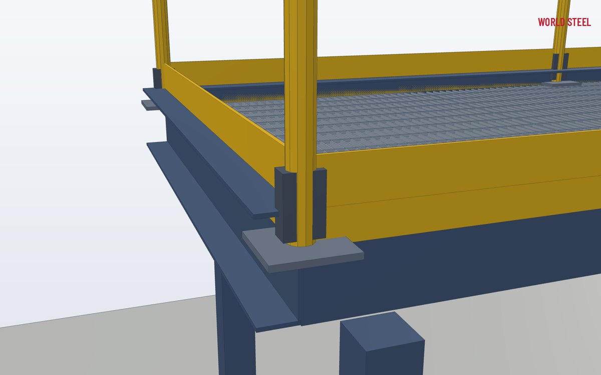 Close-up of a toe board bracket at a stanchion